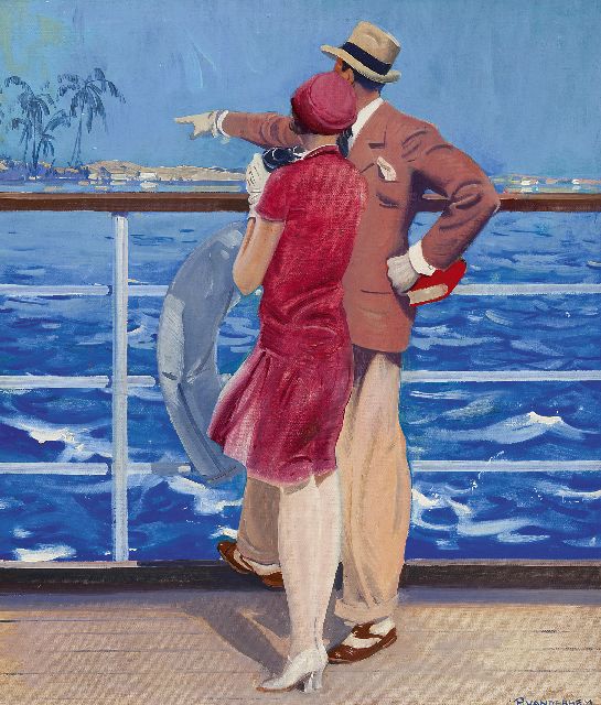 Piet van der Hem | Wintervakantie in de tropen met de K.N.S.M., olieverf op doek, 89,0 x 63,5 cm, gesigneerd r.o. en te dateren ca. 1928