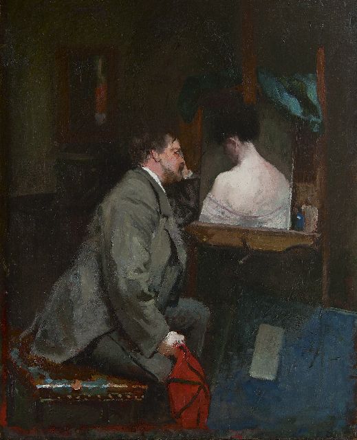 David Oyens | De verliefde schilder, olieverf op doek op paneel, 67,4 x 56,1 cm