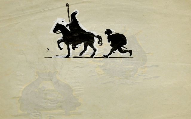 Nelly Spoor | Sint Nicolaas Kapoentje; verso: Berend Botje en Luilak beddezak, Oost-Indische inkt met wit gehoogd op papier, 14,5 x 21,7 cm, te dateren ca. 1920