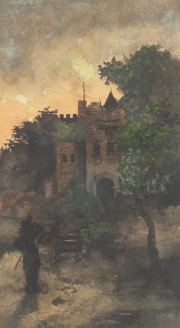 Piet van der Hem | Mijmering, aquarel op papier, 18,8 x 10,4 cm, gesigneerd l.o. en te dateren ca. 1902