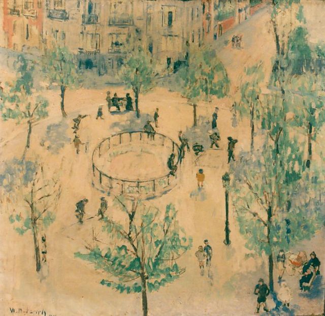 Willem Paerels | Stadsgezicht, olieverf op doek, 72,5 x 74,0 cm, gesigneerd l.o. en gedateerd 1914