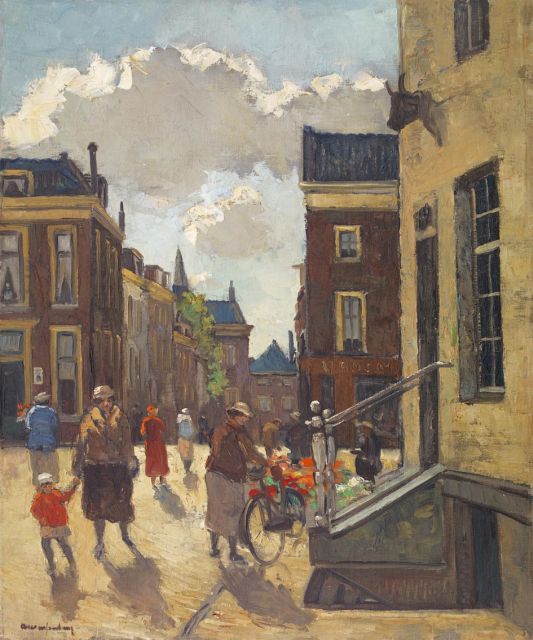 Arie Wassenburg | De Cameretten in Delft, op een zonnige dag, olieverf op doek op board, 60,5 x 50,3 cm, gesigneerd l.o.