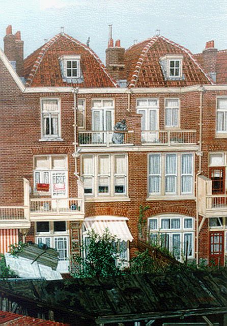 Hendriks A.  | Huizen te Den Haag, olieverf op doek 63,5 x 45,3 cm, gesigneerd r.o.