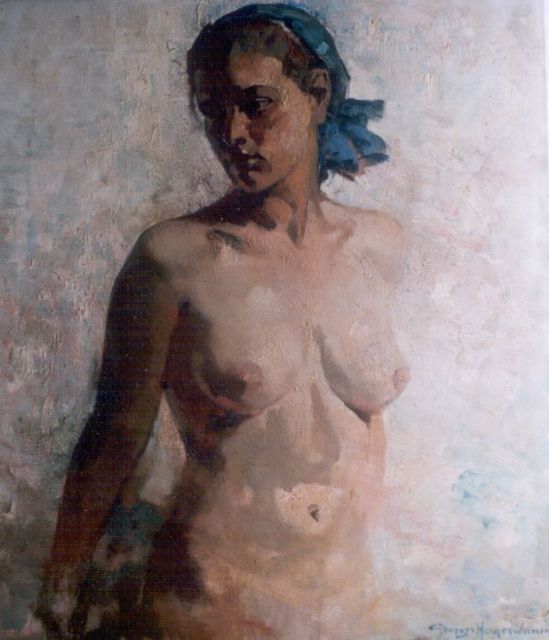 George Hogerwaard | Halfnaakte vrouw, olieverf op doek, 80,4 x 69,8 cm, gesigneerd r.o. en gedateerd 1935