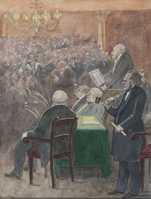 Benjamin Prins | De onwelkome onderbreking, aquarel op papier, 29,5 x 21,4 cm, gesigneerd l.o.