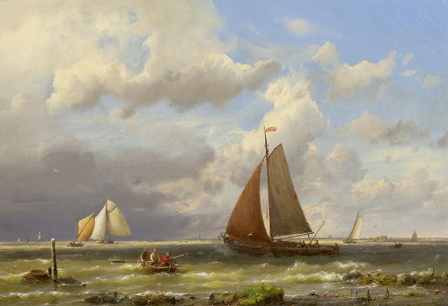 Hermanus Koekkoek | Schepen op woelige zee, olieverf op doek, 33,2 x 48,2 cm, gesigneerd r.o. en gedateerd '62