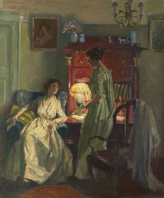 Robert Emil Stübner | In het boudoir, olieverf op doek, 86,2 x 71,3 cm, gesigneerd l.b.