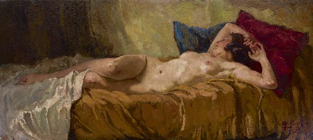 Rob Graafland | Liggend naakt, olieverf op doek, 74,4 x 162,5 cm, gesigneerd r.o. en gedateerd 1935