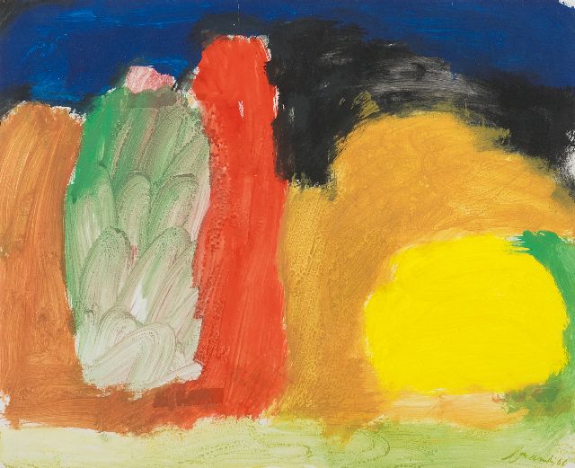 Eugène Brands | Park bij avond, gouache op papier, 43,2 x 53,4 cm, gesigneerd r.o. en gedateerd '66