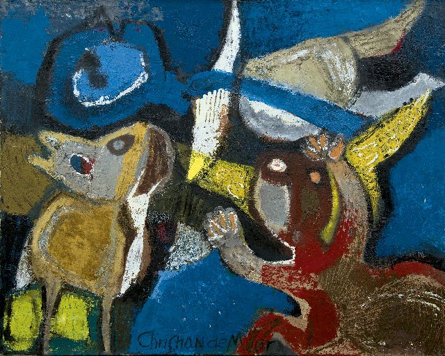 Chris de Moor | Figuren, olieverf op doek, 80,5 x 99,9 cm, gesigneerd m.o. en verso gedateerd 1968