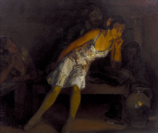 Amandus Faure | Zigeunerdanseres bij kaarslicht, olieverf op doek, 101,4 x 117,3 cm, gesigneerd r.o.