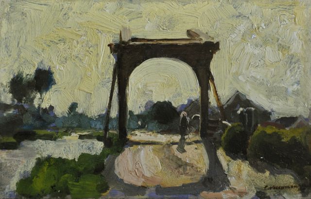 Cornelis Vreedenburgh | Ophaalbruggetje te Noorden, olieverf op paneel, 16,0 x 24,7 cm, gesigneerd r.o. en te dateren ca. 1902-1906