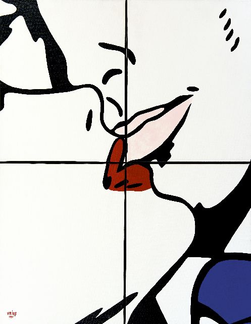 Jan Luitzen de Vries | Puzzle I, acryl op doek, 90,8 x 70,4 cm, gesigneerd l.o. en gedateerd 1993