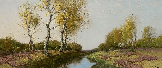 Cornelis Kuijpers | Heidelandschap met berken, langs een beek, olieverf op doek, 57,3 x 133,2 cm, gesigneerd r.o.