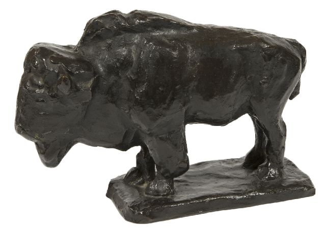 Zijl L.  | Bison, brons 17,5 x 25,0 cm, te dateren 1914