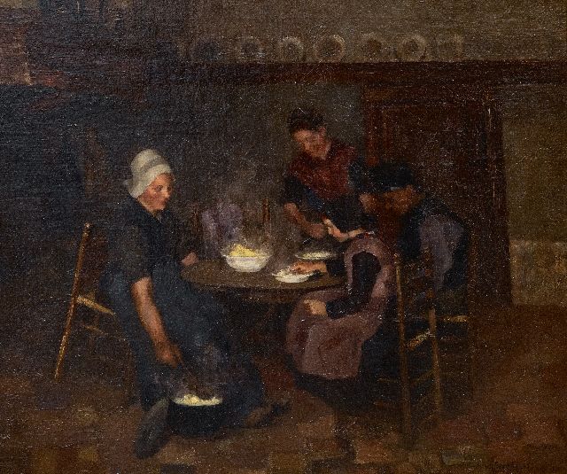 Eduard Frankfort | Etenstijd, olieverf op doek, 49,2 x 59,1 cm, gesigneerd r.o.