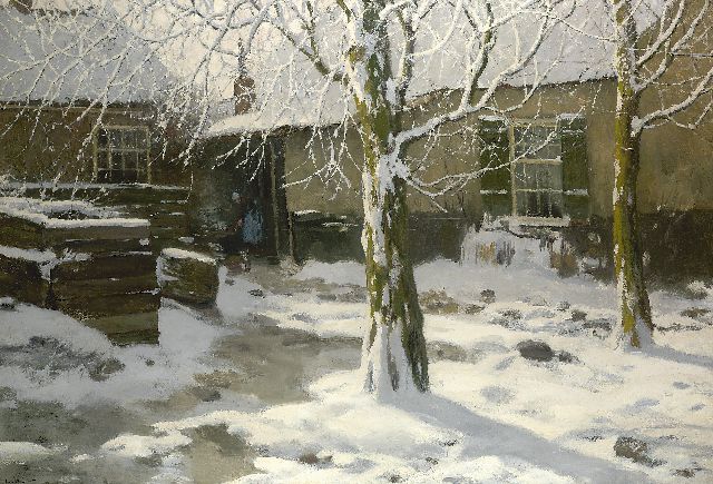 Louis van Soest | Winters boerenerf, olieverf op doek, 105,4 x 151,0 cm, gesigneerd l.o. en te dateren ca. 1914