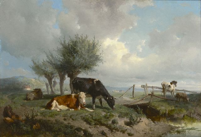 Anton Mauve | Vee aan de waterkant, bij Oosterbeek, olieverf op paneel, 30,3 x 43,9 cm, gesigneerd l.o. en gedateerd 1866