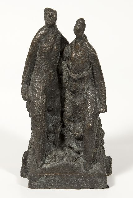 Charles Eyck | Twee figuren, brons, 33,0 x 18,0 cm, gesigneerd op basis en gedateerd 1962