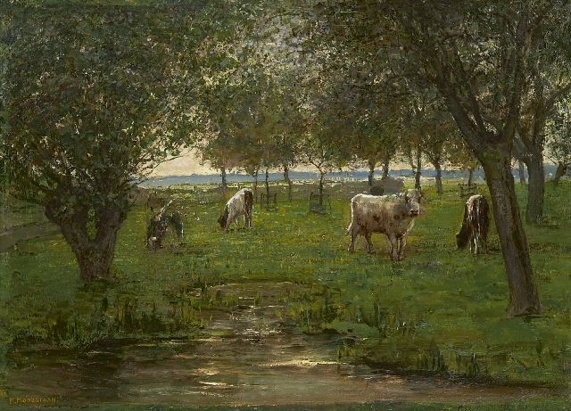 Piet Mondriaan | 'Grazende kalfjes', olieverf op doek, 50,2 x 69,3 cm, gesigneerd l.o. en te dateren 1902-1903;