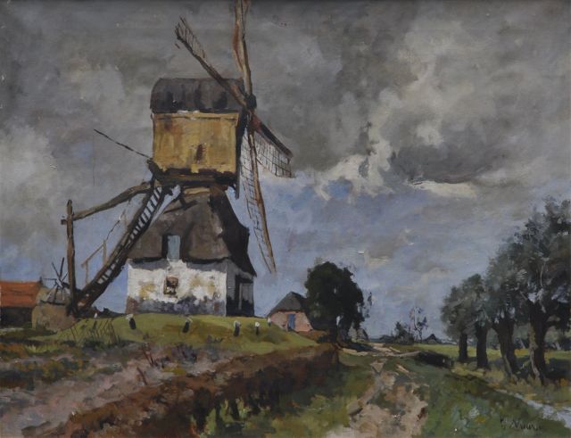 Jan van Vuuren | Wipmolen bij Molenaarsgraaf, olieverf op doek, 60,6 x 80,3 cm, gesigneerd r.o.