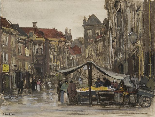 Floris Arntzenius | De Voldersgracht, Den Haag, aquarel op papier, 12,0 x 16,0 cm, gesigneerd l.o. en te dateren ca. 1888