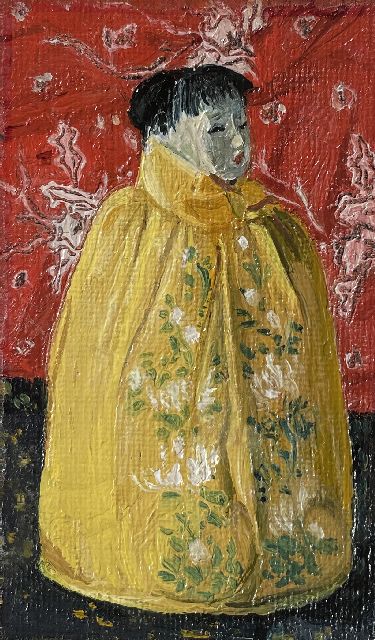 Joseph Teixeira de Mattos | Chinees popje, olieverf op doek, 10,2 x 6,1 cm, gesigneerd verso en verso gedateerd 1917