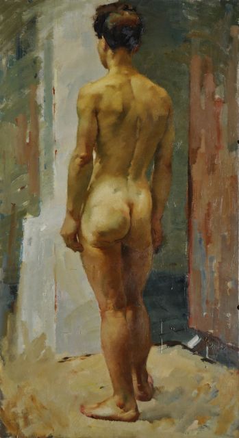 Mulders M. Van | Staand mannelijk naakt, olieverf op doek 200,5 x 110,4 cm
