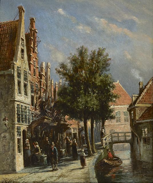 Petrus Gerardus Vertin | Hollands stadsgrachtje, olieverf op paneel, 21,9 x 18,0 cm, gesigneerd l.o. en gedateerd '73