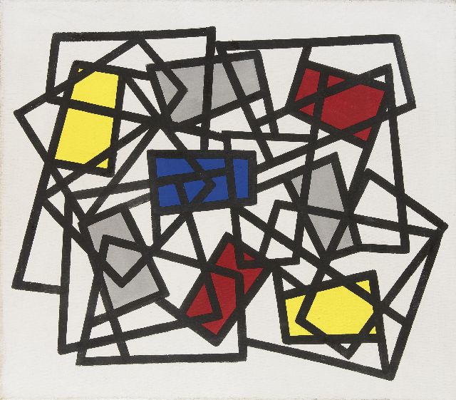 Siep van den Berg | Kompositie 'Hek', olieverf op doek, 70,0 x 80,0 cm, gesigneerd op spieraam en te dateren ca. 1960-1966