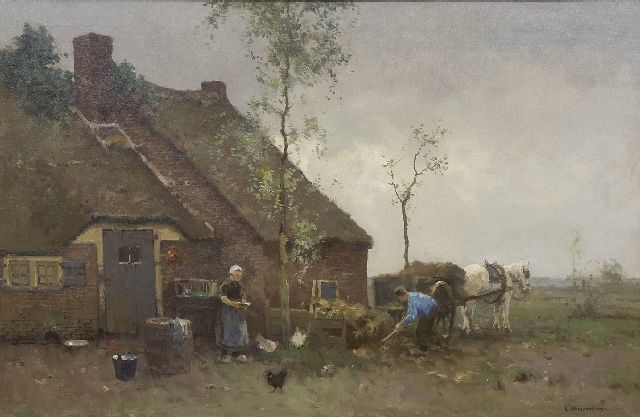 Cornelis Vreedenburgh | Op het boerenerf, olieverf op doek, 58,4 x 89,0 cm, gesigneerd r.o.
