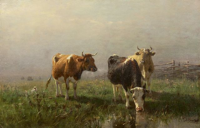Anton Mauve | Koeien in de wei, olieverf op doek, 54,1 x 83,3 cm, gesigneerd r.o.