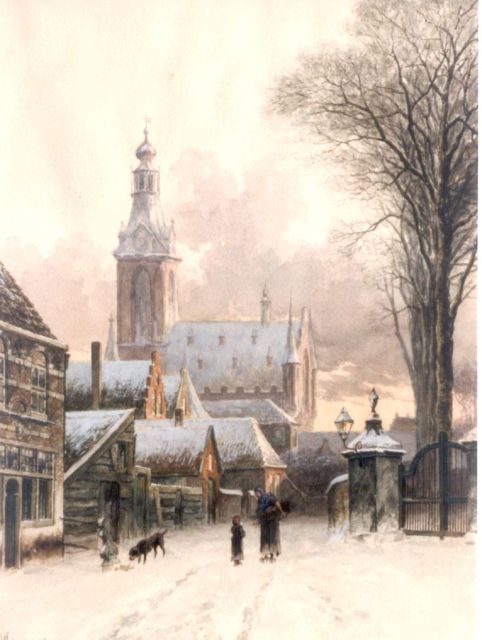 Willem de Haas Hemken | Winters gezicht op Heusden, aquarel op papier, 58,0 x 44,0 cm, gesigneerd l.o.