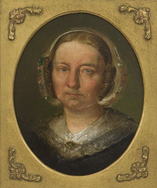 Maris J.H.  | Portret van de moeder van de schilder, olieverf op paneel 21,4 x 17,1 cm