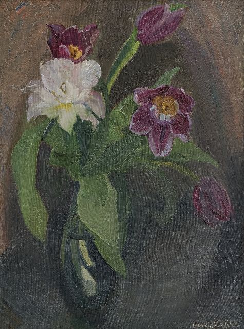 Harrie Kuijten | Tulpen, olieverf op doek, 50,1 x 36,3 cm, gesigneerd r.o.