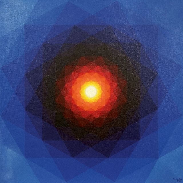 Docters van Leeuwen E.H.O.  | Mandala 'Herfst', acryl op doek 100,0 x 100,0 cm, gesigneerd r.o. en gedateerd 1983