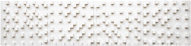 André Volten | Voorstudie voor Akoestische wand voor het VARA-gebouw in Hilversum, wit gelakt hout, 75,5 x 325,5 cm, te dateren ca. 1969