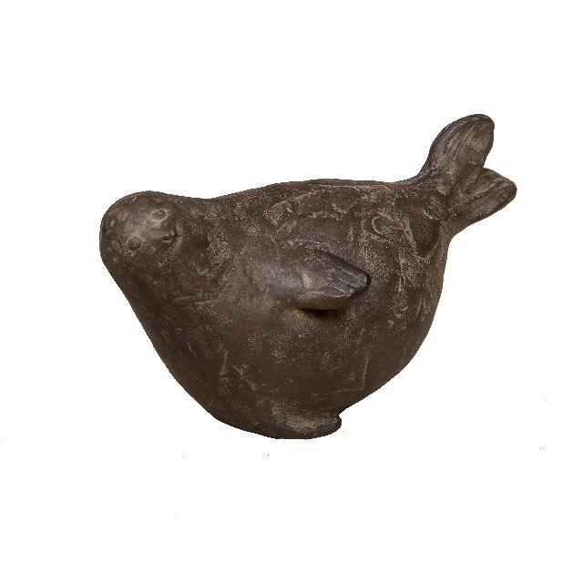 Evert van Hemert | Zeehondje, gepatineerd brons, 8,0 x 15,5 cm, gesigneerd met monogram op buik en te dateren 2017