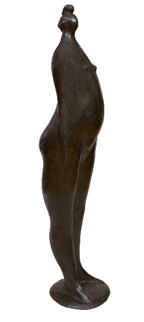 Evert van Hemert | Knotje, gepatineerd brons, 93,0 x 23,0 cm, gesigneerd met monogram op achterkant basis en te dateren 2010