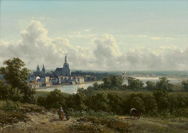 Johannes Josephus Destrée | Gezicht op Arnhem en de Rijn, olieverf op paneel, 26,3 x 36,1 cm, gesigneerd l.o. en gedateerd '56