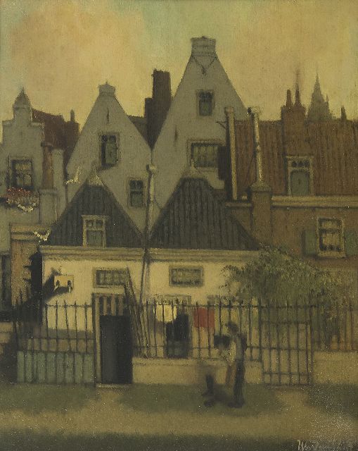 Henri van Daalhoff | Stadsgezicht, olieverf op paneel, 40,3 x 32,1 cm, gesigneerd r.o.