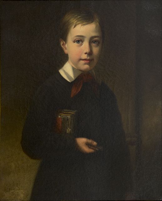 Joseph van Lil | Portret van Georges, zoon van de kunstenaar, olieverf op doek, 63,3 x 51,5 cm, gesigneerd l.o. en gedateerd 1875