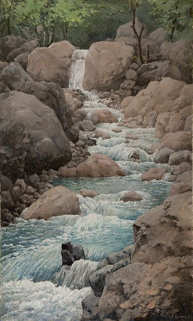 Voerman jr. J.  | Bergbeek in het Melchtal, Zwitserland, olieverf op doek 100,4 x 60,5 cm, gesigneerd r.o. en te dateren 1921
