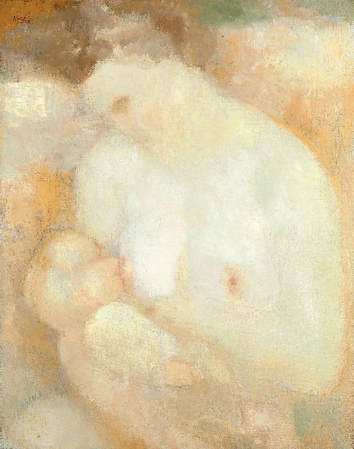 Toon Kelder | Zogende moeder, olieverf op doek, 68,5 x 54,2 cm, gesigneerd l.b. (tweemaal)
