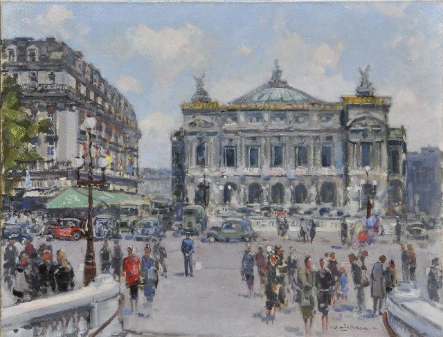 Daan Mühlhaus | De Place de l'Opéra, Parijs, olieverf op doek, 59,9 x 79,9 cm, gesigneerd r.o.