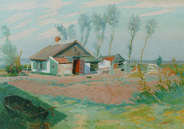 Dirk Smorenberg | Huisje Toon Wingelaar aan de Horndijk, olieverf op doek, 63,5 x 89,2 cm, gesigneerd r.o. en gedateerd '21