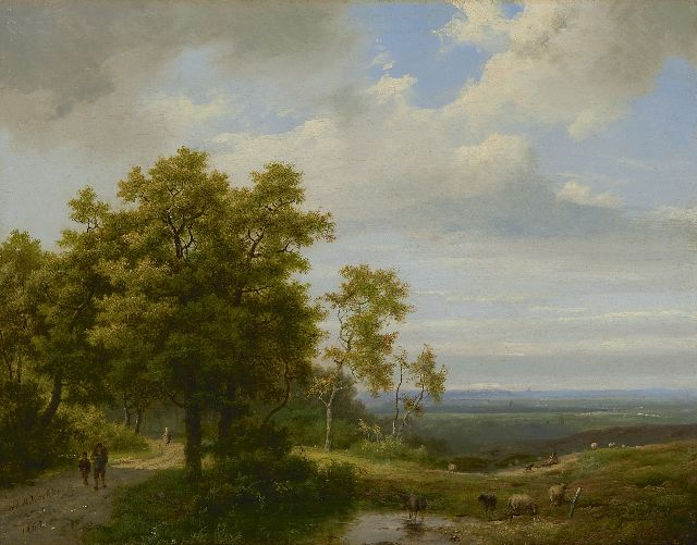 Marinus Adrianus Koekkoek I | Boomrijk landschap, olieverf op doek, 34,8 x 44,4 cm, gesigneerd l.o. en gedateerd 1864