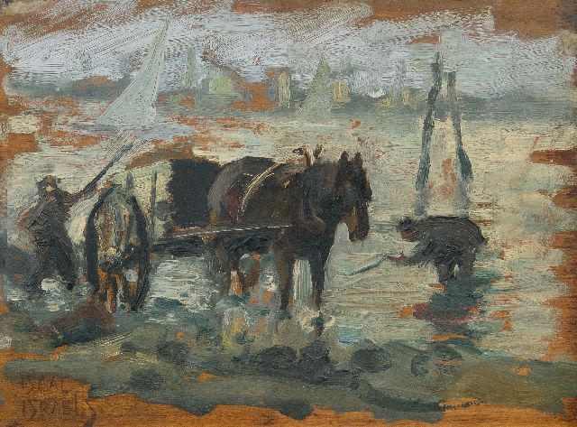 Isaac Israels | Schelpenvisser, olieverf op paneel, 22,2 x 30,5 cm, gesigneerd l.o. en te dateren 1885-1888