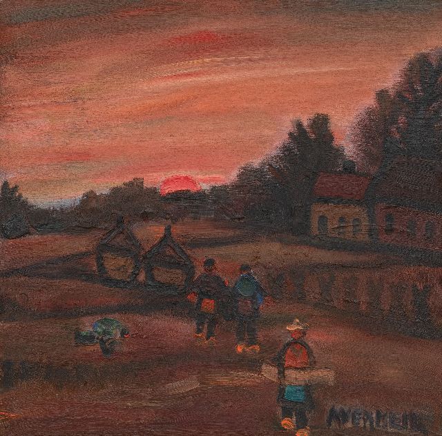 Alfons Vermeir | Boerenlandschap, olieverf op schildersboard, 60,0 x 60,0 cm, gesigneerd r.o.