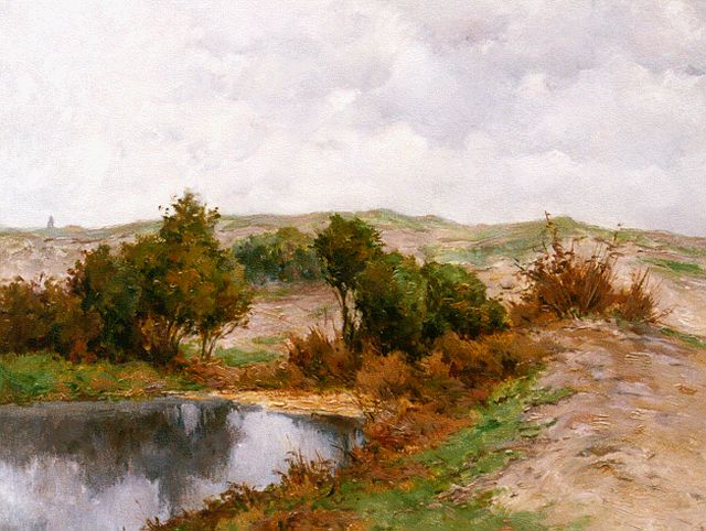Adriaan Miolée | Vennetje in zomerlandschap, olieverf op schilderskarton, 40,0 x 49,7 cm, gesigneerd r.o.